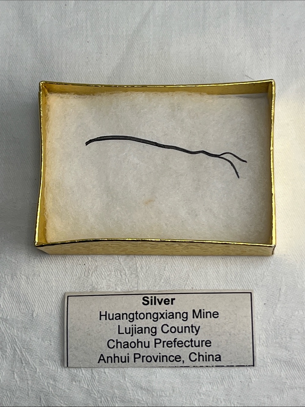 Delicate Natural Silver Wire Specimen Display in Gold Box